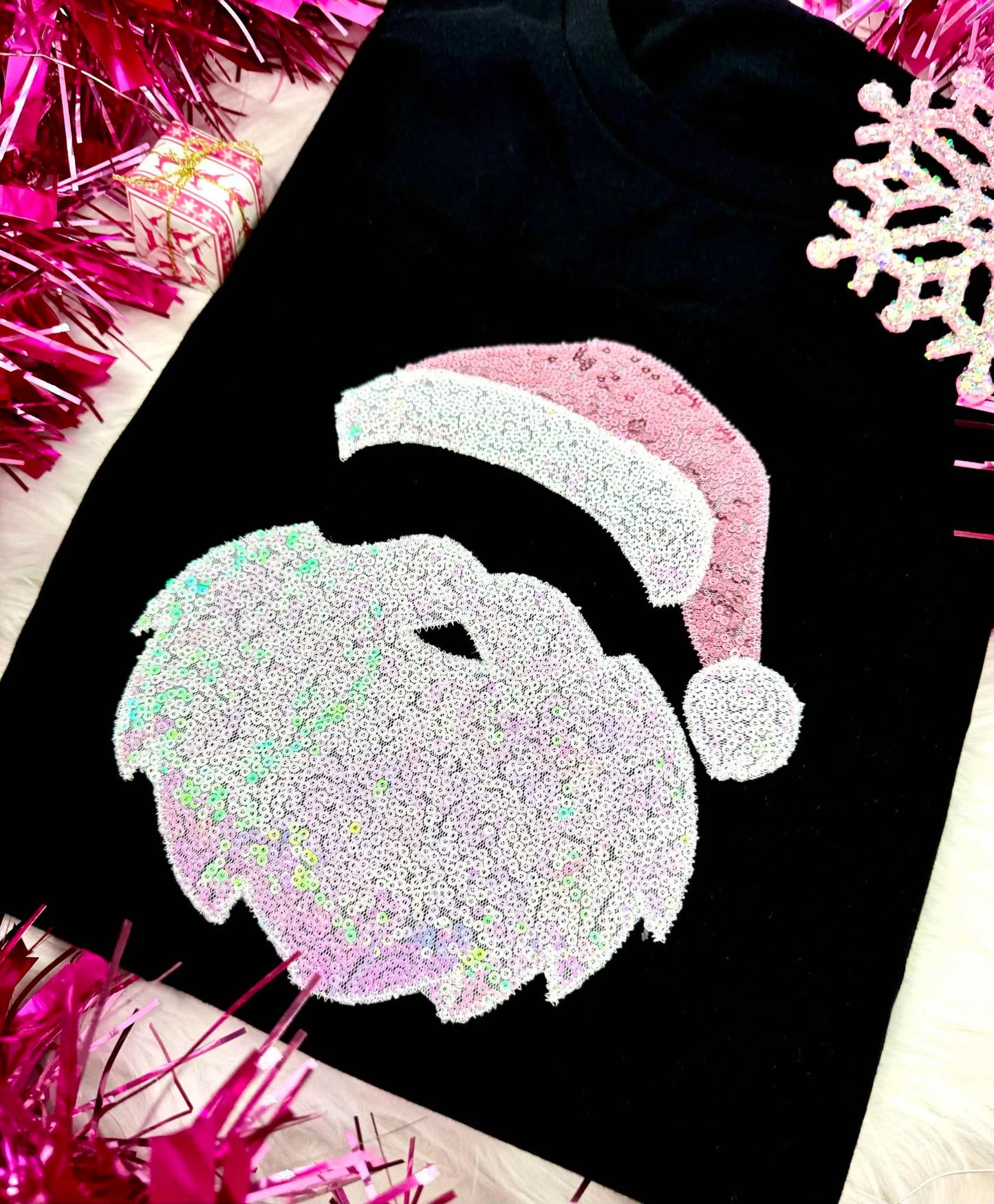 Embroidered Applique Crewneck Sweatshirt {SANTA}