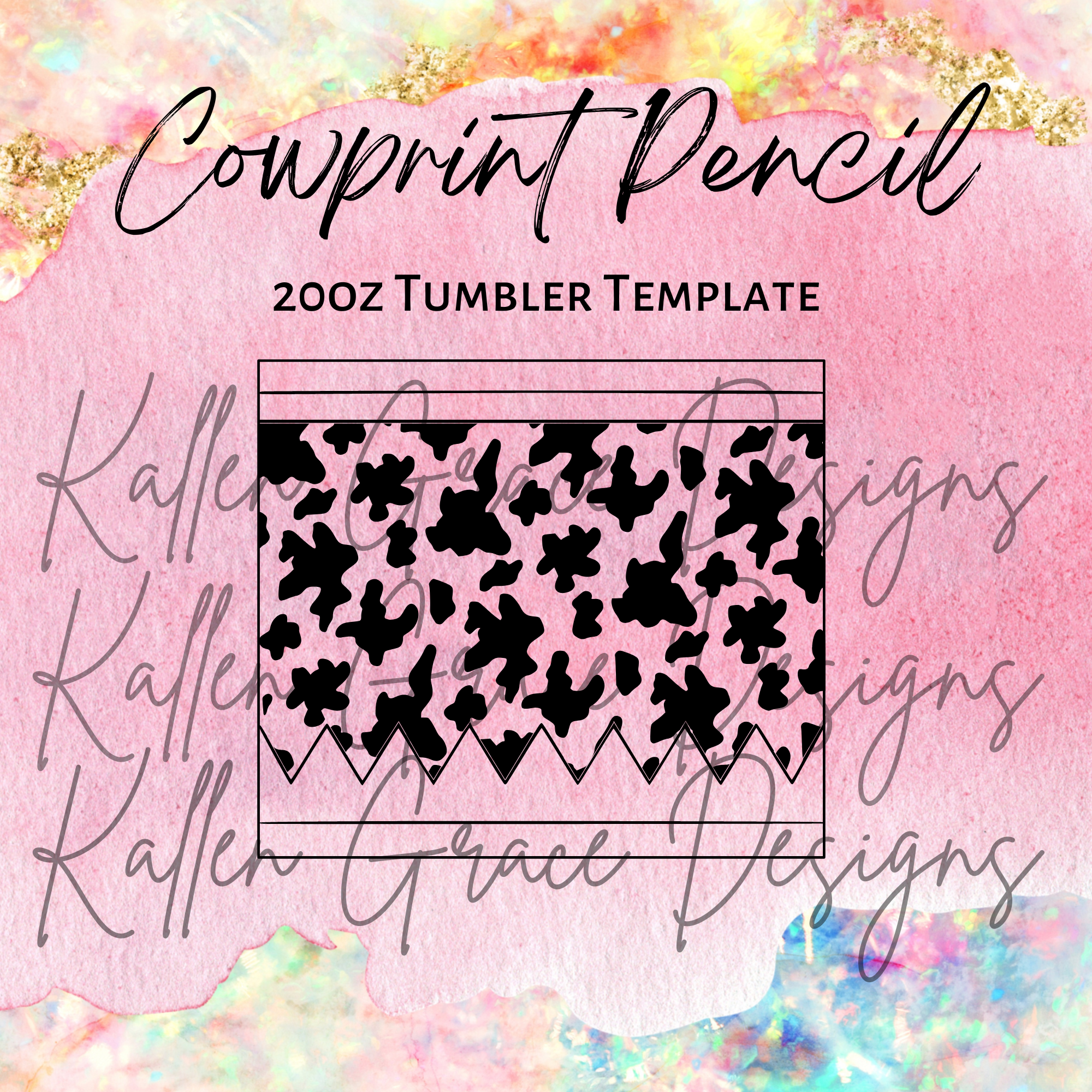 20oz Skinny Cowprint Pencil Tumbler Template