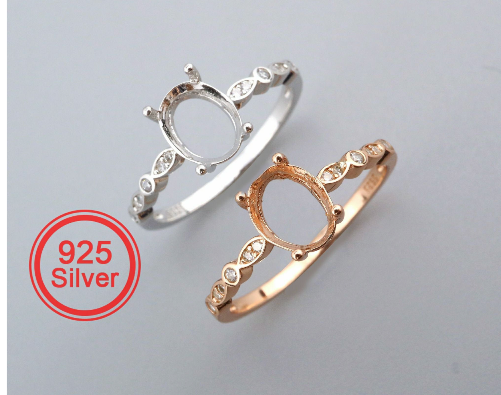 {MTO} Oval Elegant Keepsake Ring w/ Cubic Zirconia