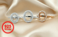 {MTO} Halo Oval Keepsake Ring w/ Cubic Zirconia