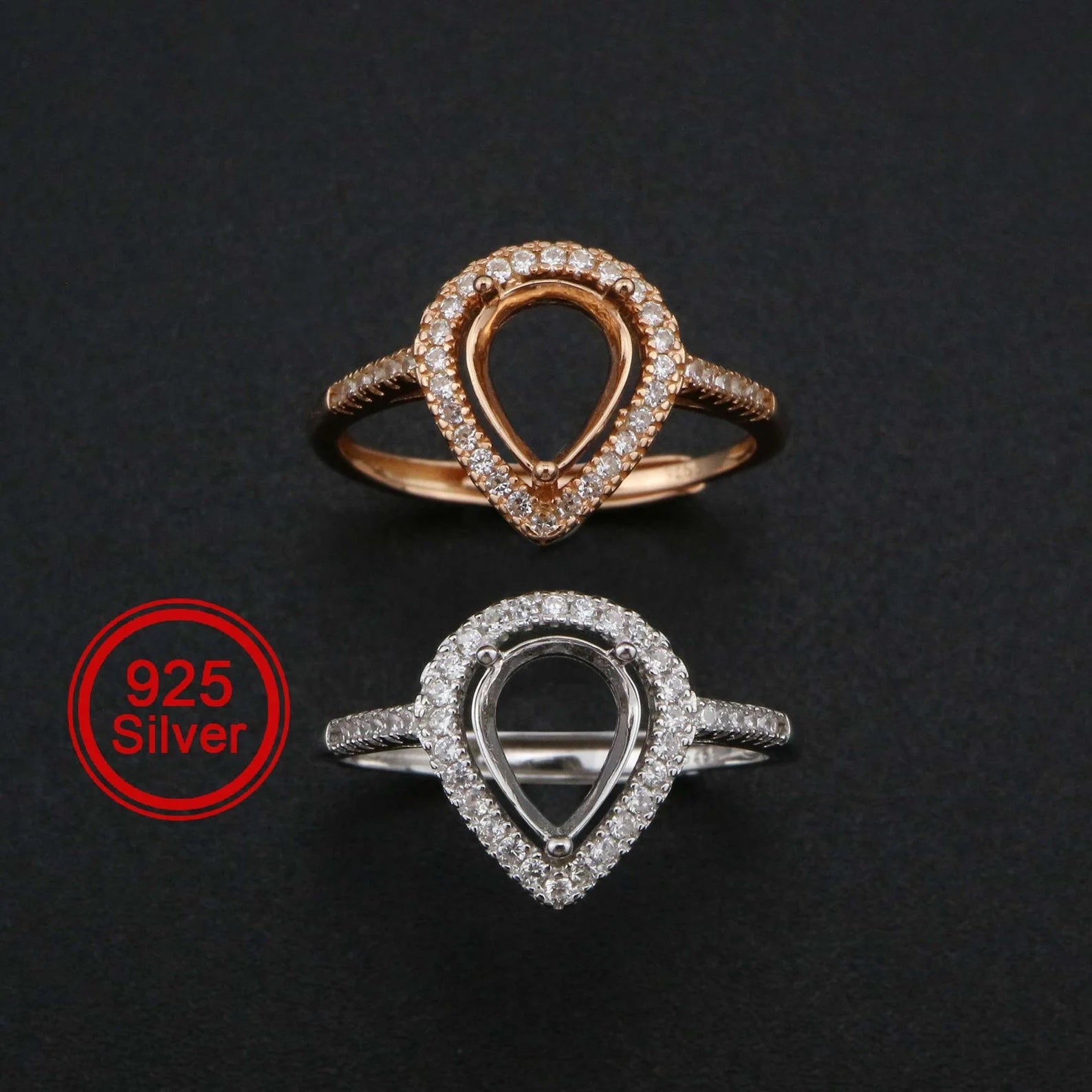 {MTO} Elegant Pear Keepsake Ring w/ Cubic Zirconia