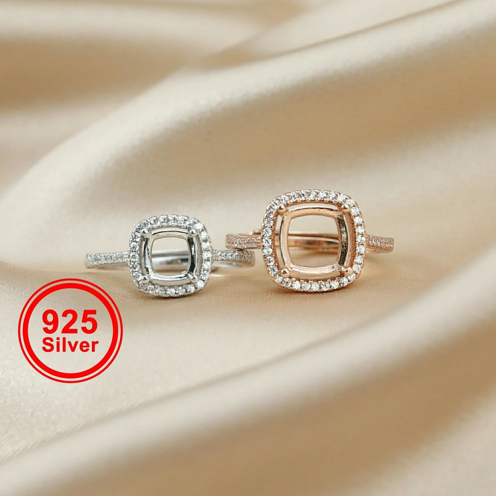 {MTO} Square Keepsake Ring w/ Cubic Zirconia