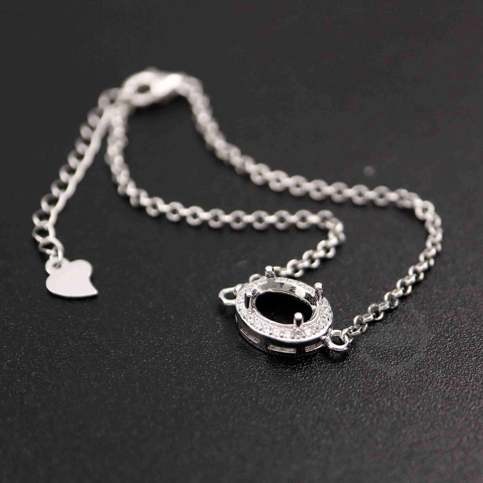 {MTO} Oval Keepsake Bracelet w/ Cubic Zirconia