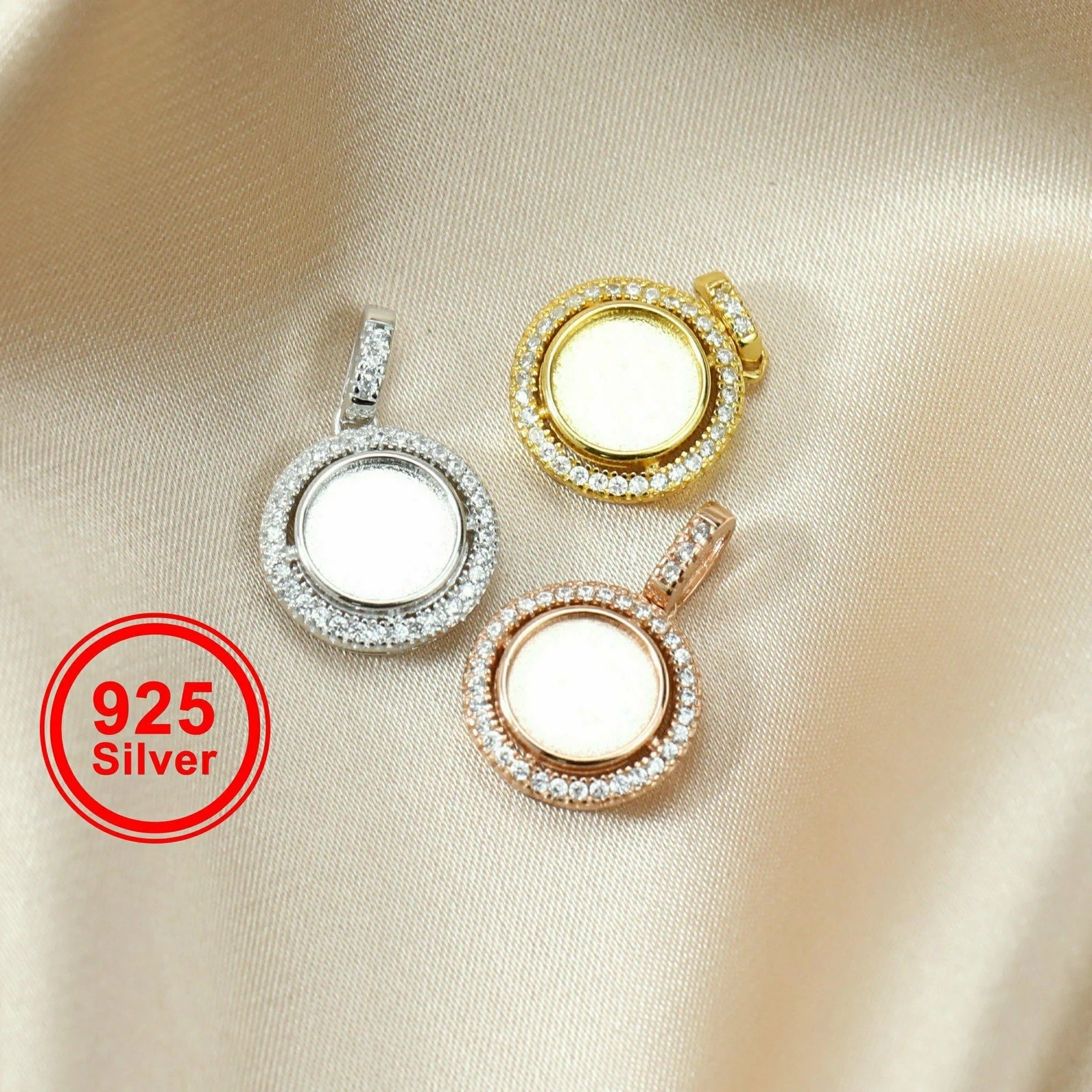 {MTO} Round Keepsake Necklace w/ Cubic Zirconia