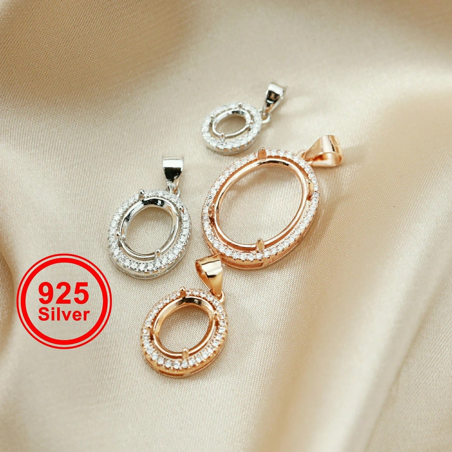 {MTO} Oval Keepsake Necklace w/ Cubic Zirconia