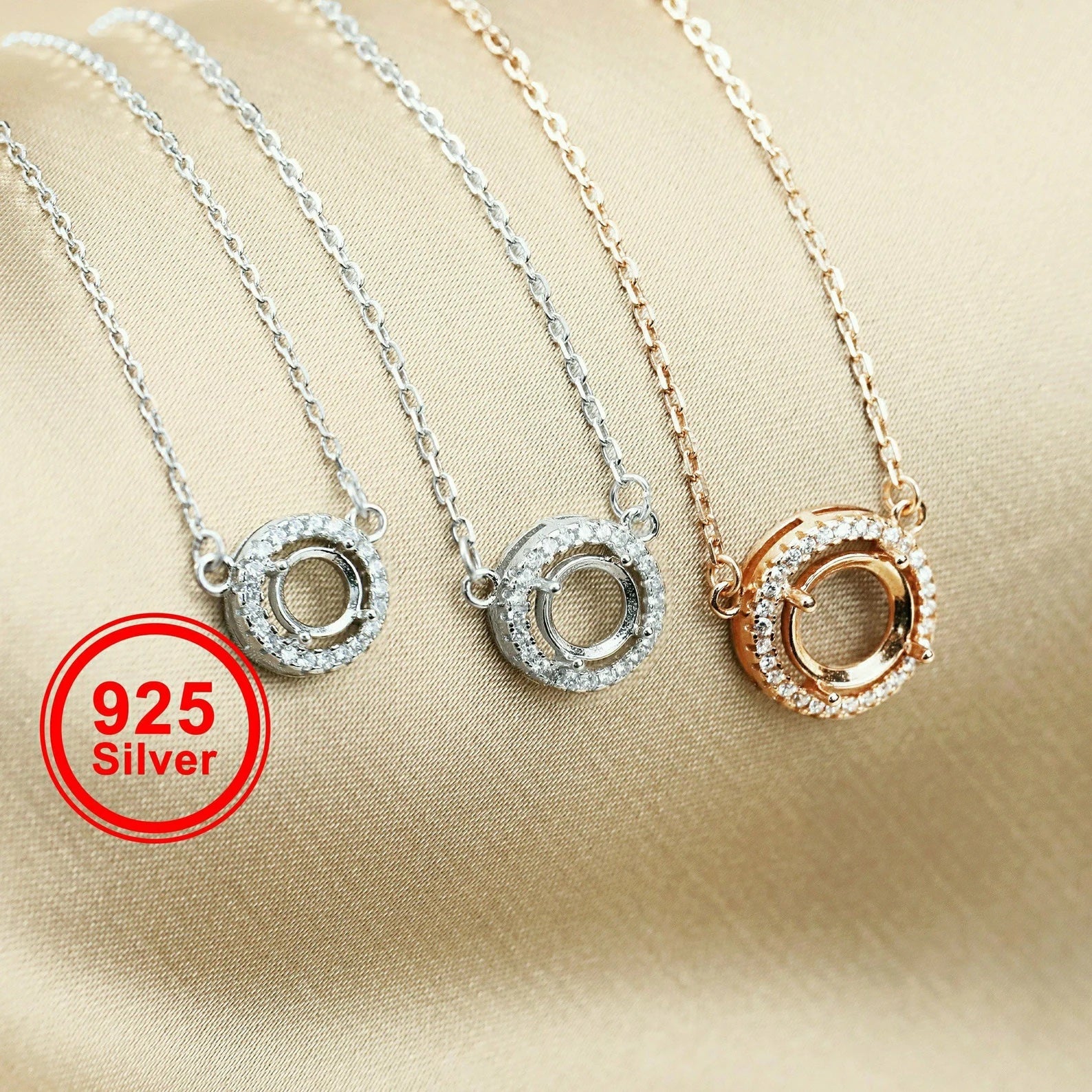 {MTO} Round Keepsake Necklace w/ Cubic Zirconia